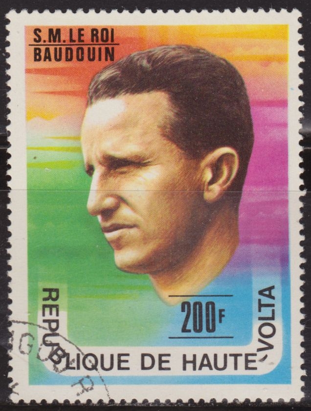 Alto Volta 1977 Scott 435 Sello * Personajes Rey Balduino de Belgica King Baudouin 200fr (Actualmente Burkina Faso)